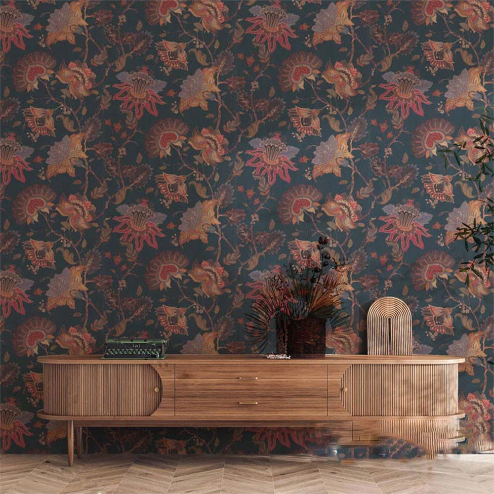 custom papel de parede Antique black flowers wallpapers for living room TV background 3D wallpaper for wall stickers home decor