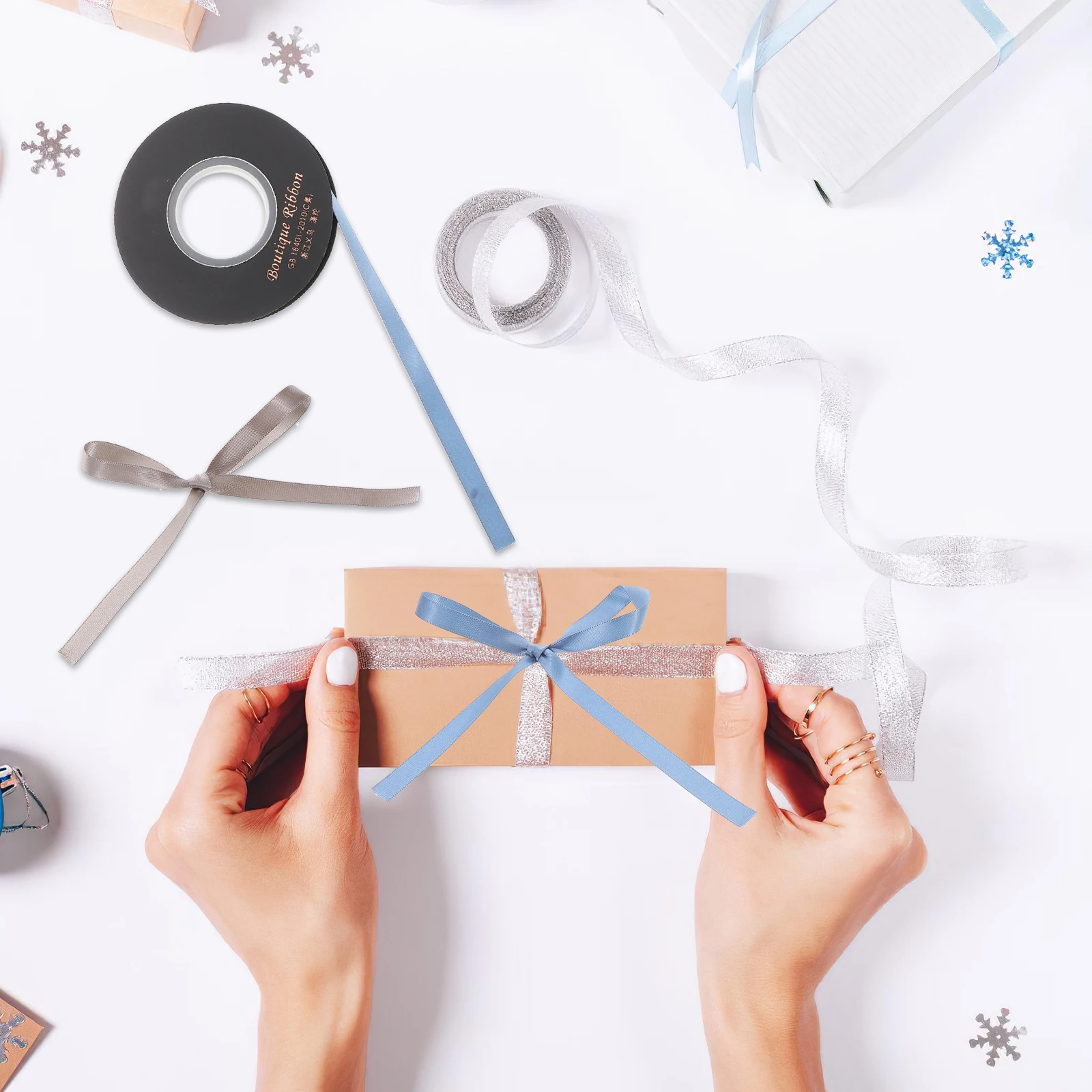 

2pcs Polyester 20 Yards Multi-Use Wrapping For Present Double-Sided Craft Making Ribbons Bulk Decorative Ribbon For Wedding