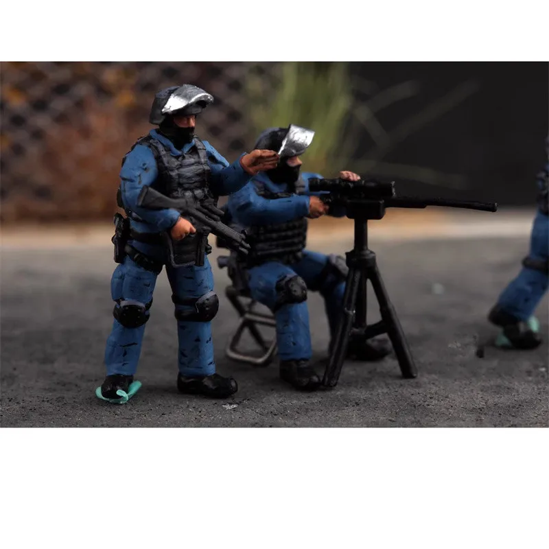 Model 1:72 Druk 3D 6 szt. SWAT Siły Specjalne Mocny Oddział Wybijający Figurki Żołnierzy Akcji DIY Akcesoria do Scen