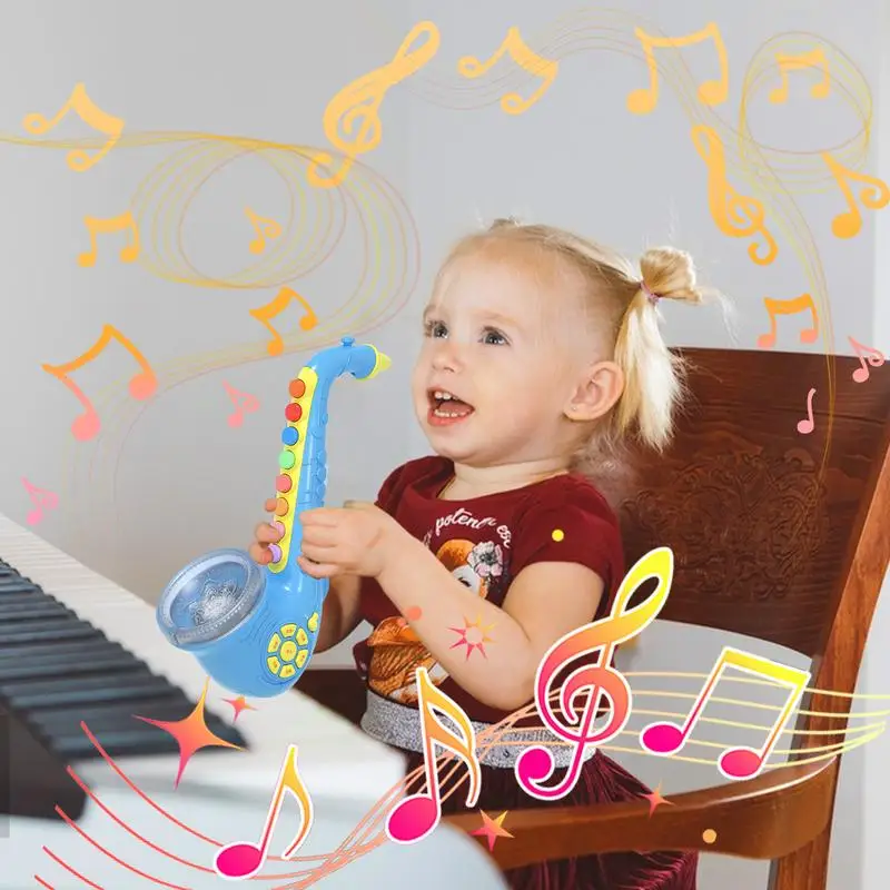 Saxofón para niños, juguete Musical interactivo para niños, trompeta Musical simulada, instrumentos musicales portátiles, juguete educativo para