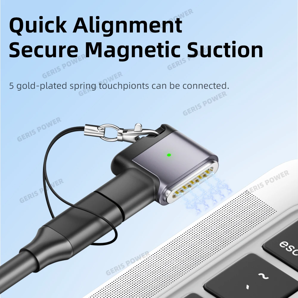 PD100W Type‑C to DC Magnetic Fast Charging Adapter for Magsafe 3 USB C Charger Connector for MacBook Air/Pro M1 M2 M3 M4 M5