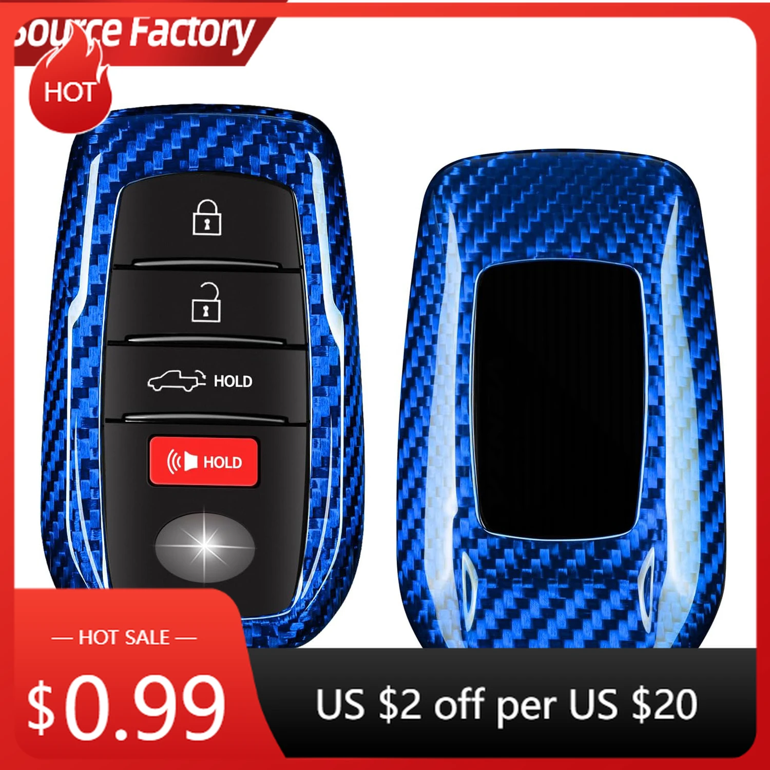 

Car Stickers Key Fob Cover for Toyota Camry 2025 Carbon Fiber Key Case for Venza 2021-2024 RAV4 Prime Corolla Cross Land Cr