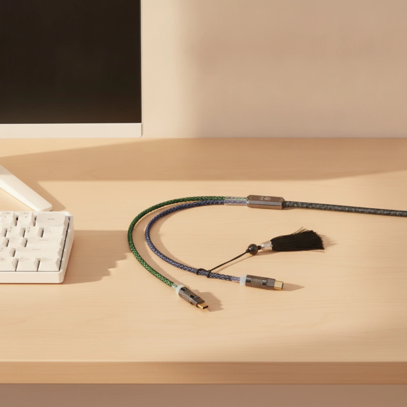 Keyboard Cable with Detachable Metal Aviator Flexible Keyboard Cable with Aviator Connector Space-Saving Reliable for Gamers