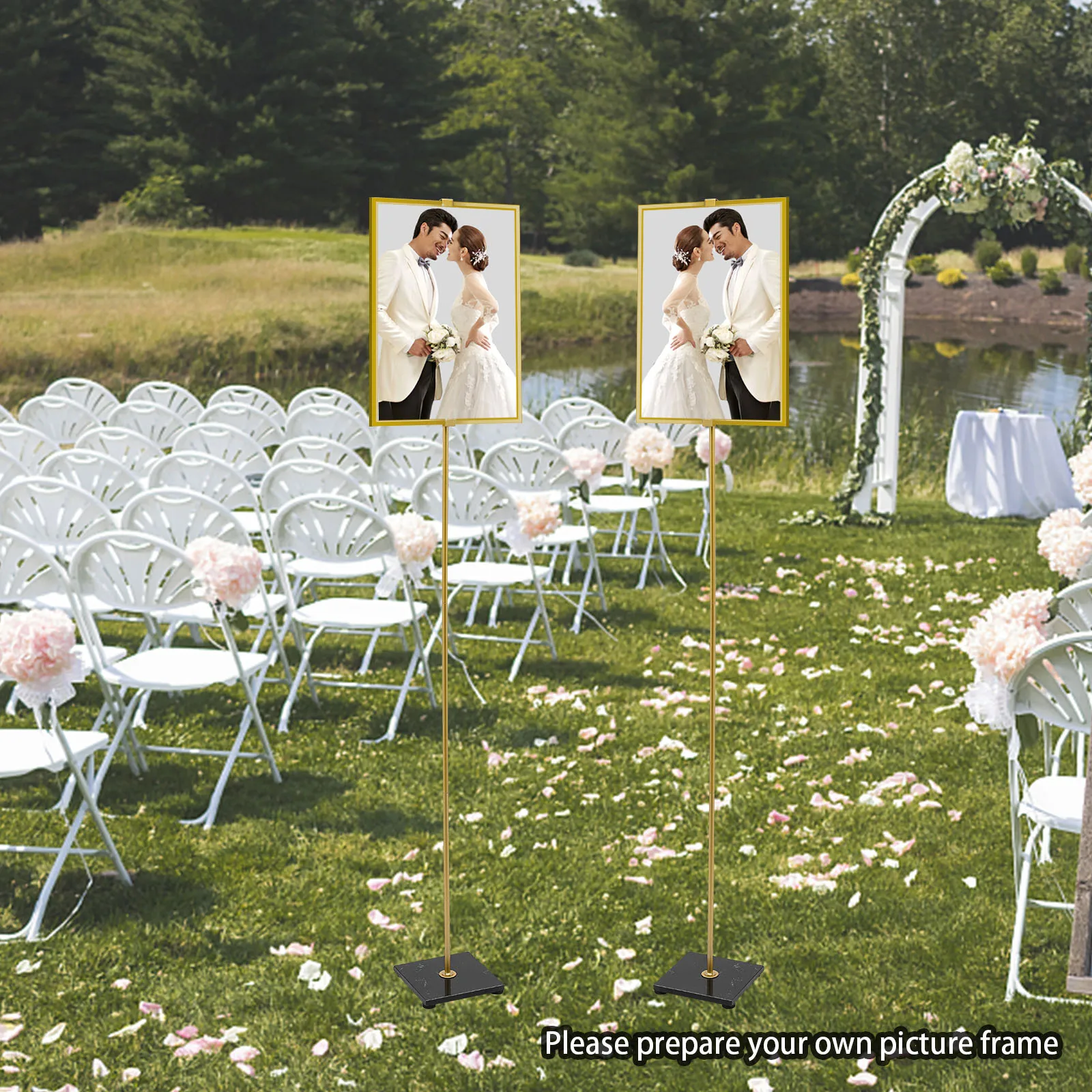 Imagem -05 - Gold Easel Stand para Cartaz do Sinal do Casamento Aço e Mármore Adequado para Casamentos Celebrações Festa 1.6m