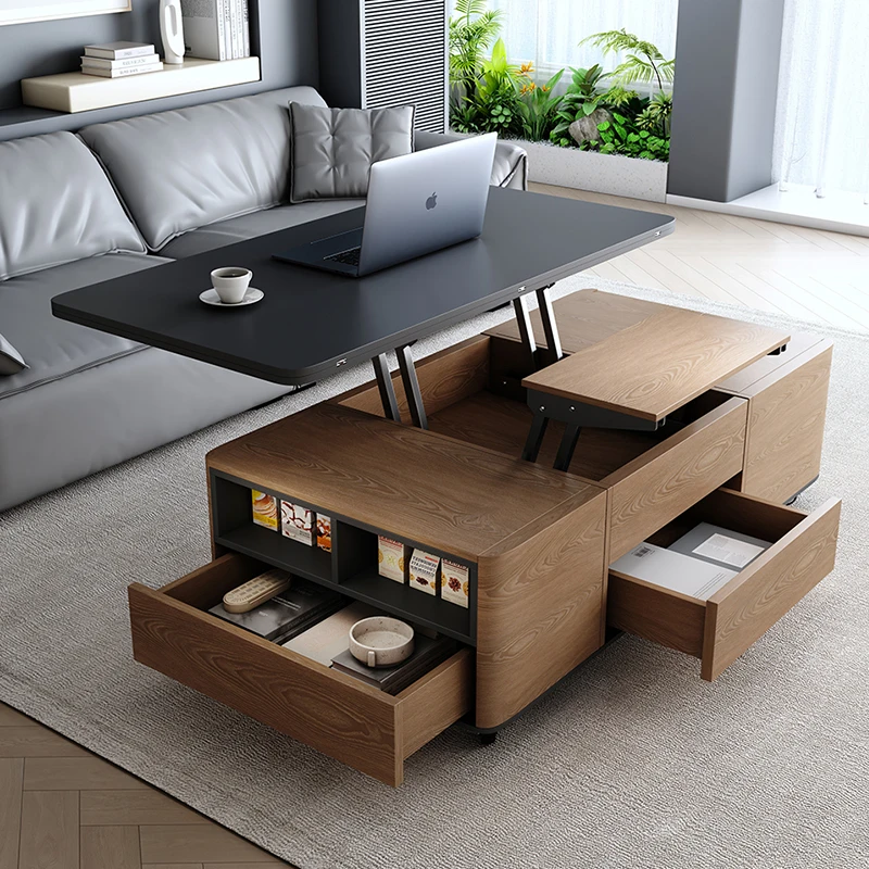 

Wheels Nordic Coffee Table Multifunctional Walnut Storage Luxury Modern Coffee Table Designer Unique Muebles De Sala Furniture