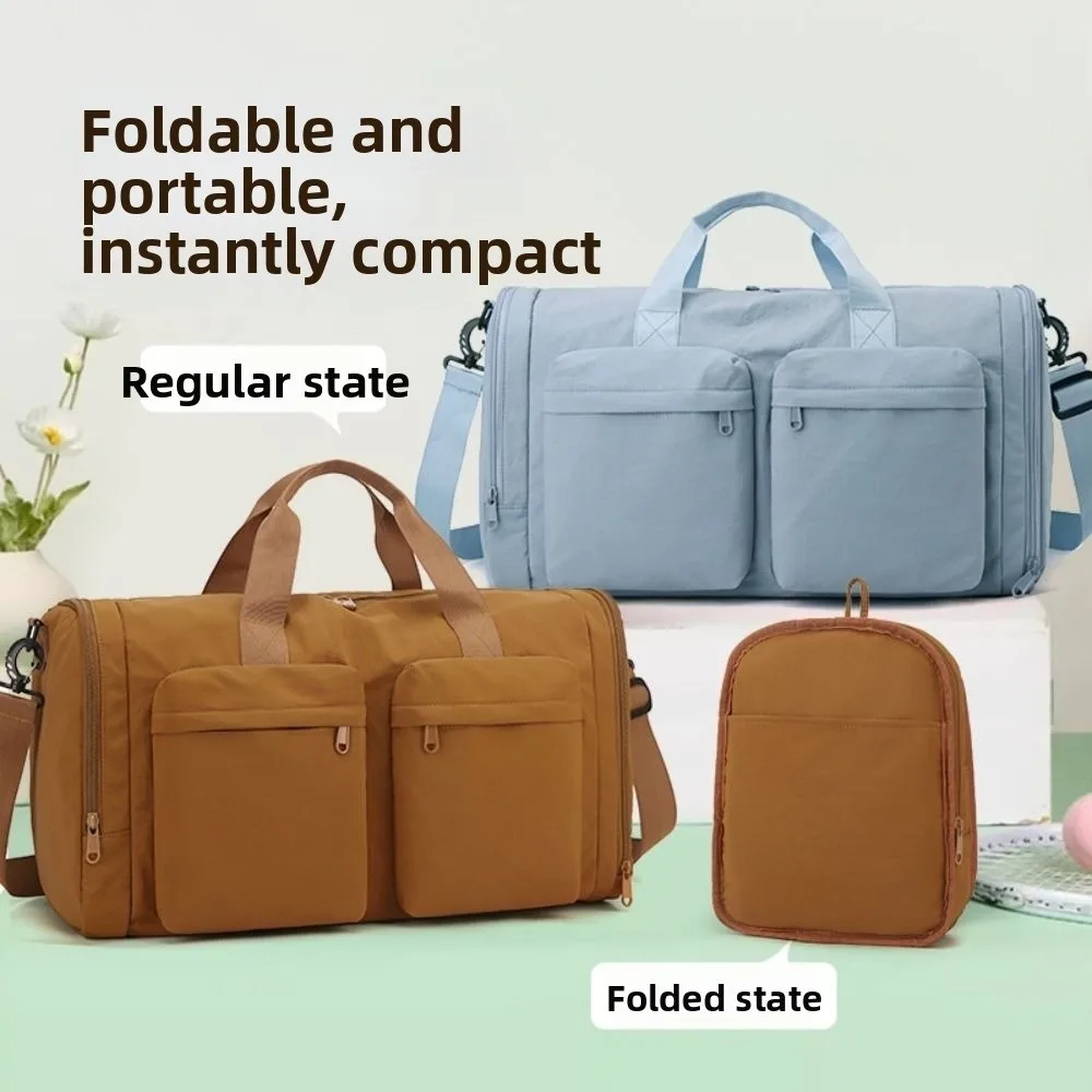 

Folding Travel Duffel Bag Large Capacity Waterproof Gym Luggage Shoulder Bag Wear Resistant Dustproof Weekend Handbag Camping