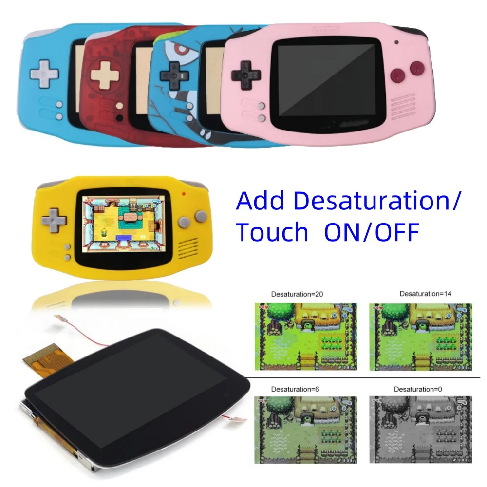 

NEW GBA V5 Pre-Laminiated 720x480 HD IPS LCD Backlight High Brightness Retro Pixel Touch Control For Game Boy Advance GBA