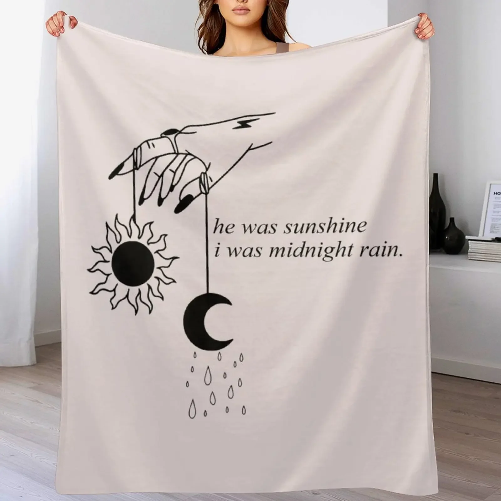 He Was Sunshine I Was Midnight Rain Throw Blanket Cozy Light Blanket for Travel Camping Picnic