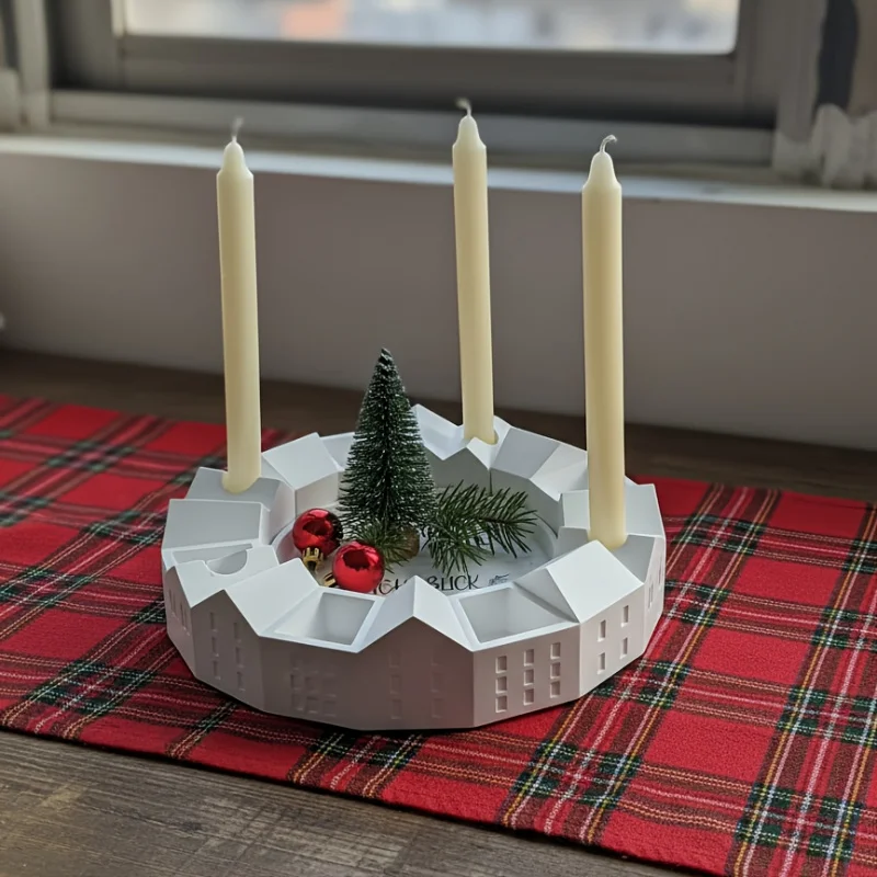 

2Pcs Christmas Town Building Mold Set, Assembling House Decor Tray for Resin, Plaster & Clay Crafts, Festive DIY Gift