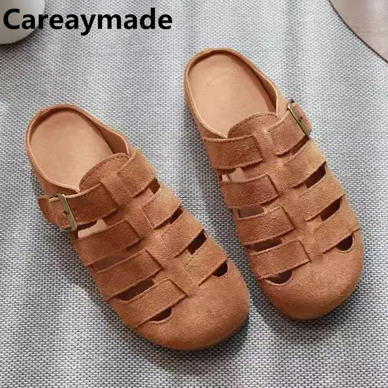 

Careaymade-Summer Genuine leather women's shoes Boken breathable cool slippers,cowhide comfortable soft soled pigsty shoes
