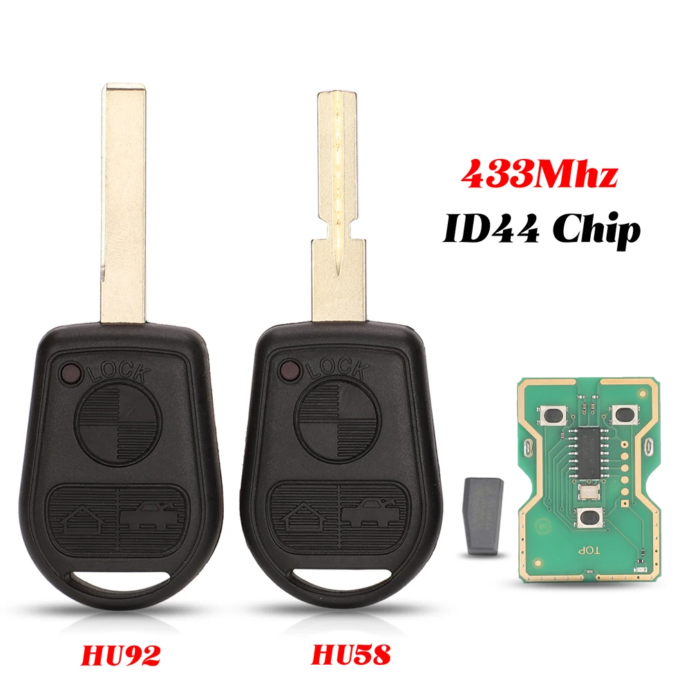 

jingyuqin For BMW Z3 E31 E32 E34 E36 E38 E39 E46 Z3i Smart Remote Car Key 433Mhz PCF7935 Chip Fob 3 Buttons HU92 HU58 Blade