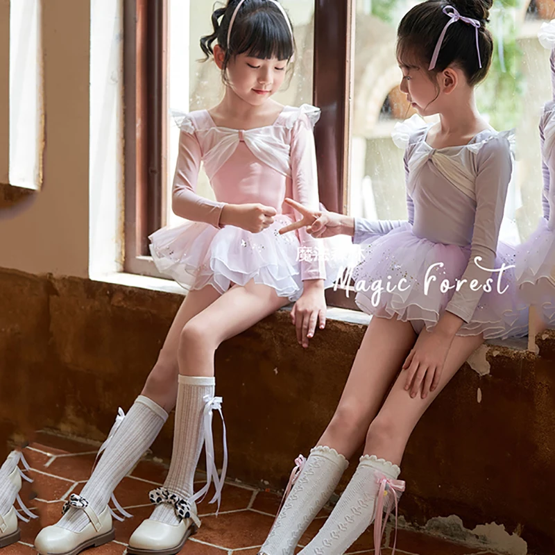 Vêtements de danse de Ballet professionnel pour enfants filles, tenue pour justaucorps de gymnastique, jupe Tutu, robe moelleuse, spectacle sur scène