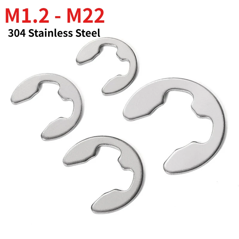 2-200pcs M1.2-M22 304 Stainless Steel E Clip Retaining Ring DIN6799, A2 E-type Open Circlip Snap Washer, Shaft Lock Fastener