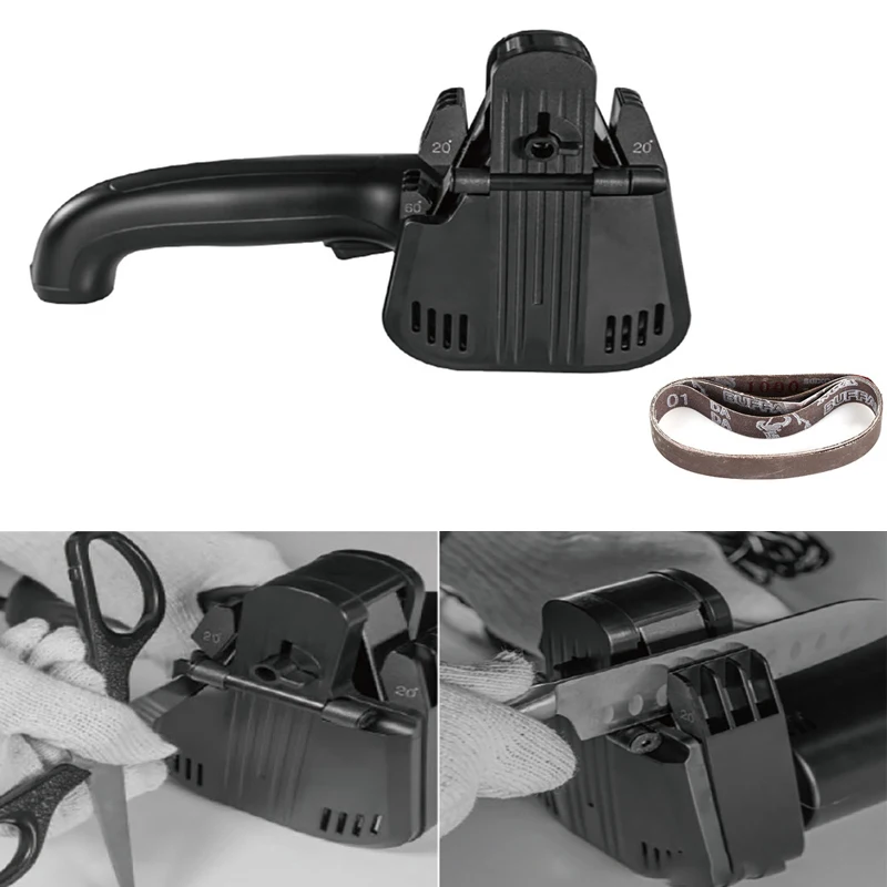 

Electric Knife Sharpener Handheld Belt Sander Professional Scissors Knife Sharpeners with 4pcs Abrasive Belt #100 320 600 1000