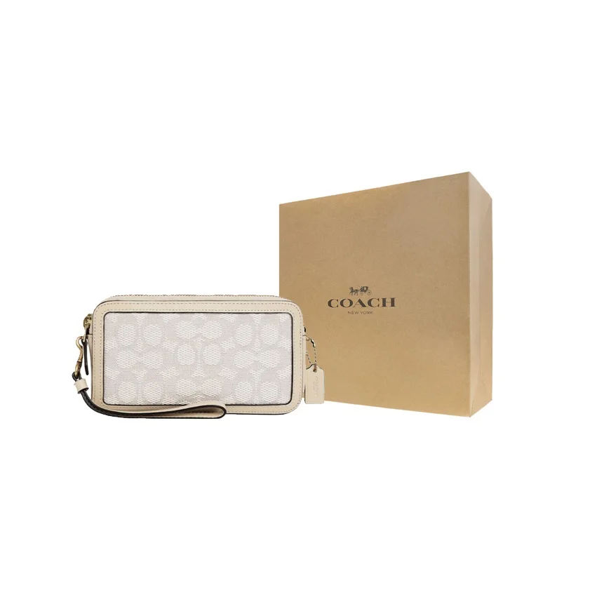 COACH Kira Fabric With Cow Leather Camera Bag, Shoulder Bag, Crossbody Bag Small Women's White CA183-B4UDK