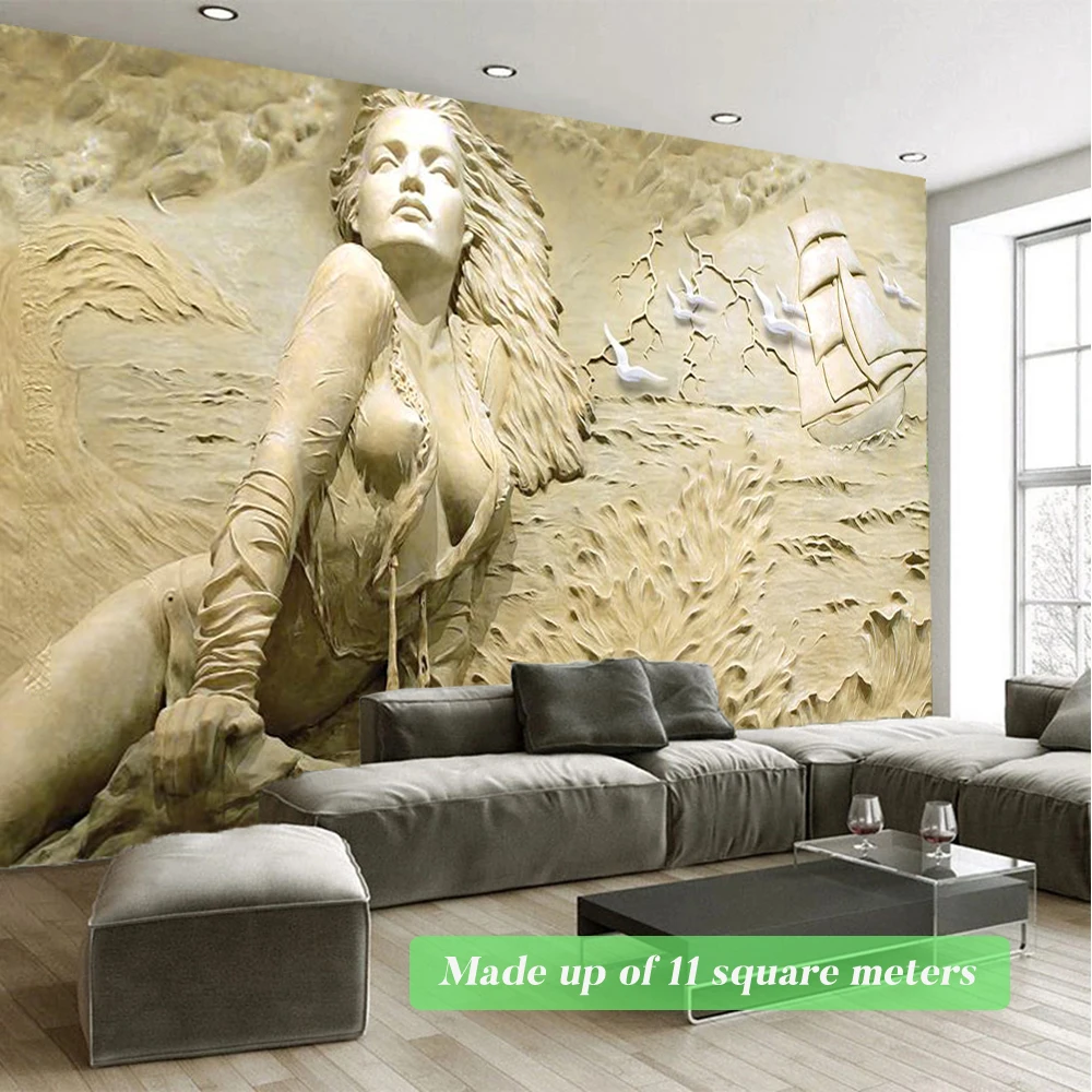 Large Woman Golden Flower Wallpaper For Walls In Rolls Non-woven Mural Living Room Bedroom TV Background Home Decor Custom Art