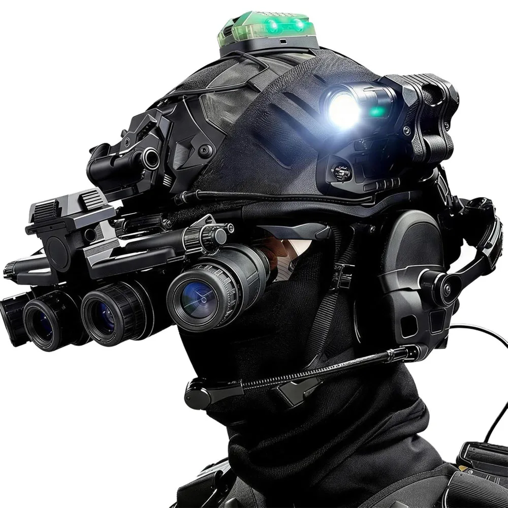 8-in-1 Tactical Fast Helmet Set with Headset & Flashlight NVG Model NVG Mount for Paintball Outdoor Field Training and Cosplay