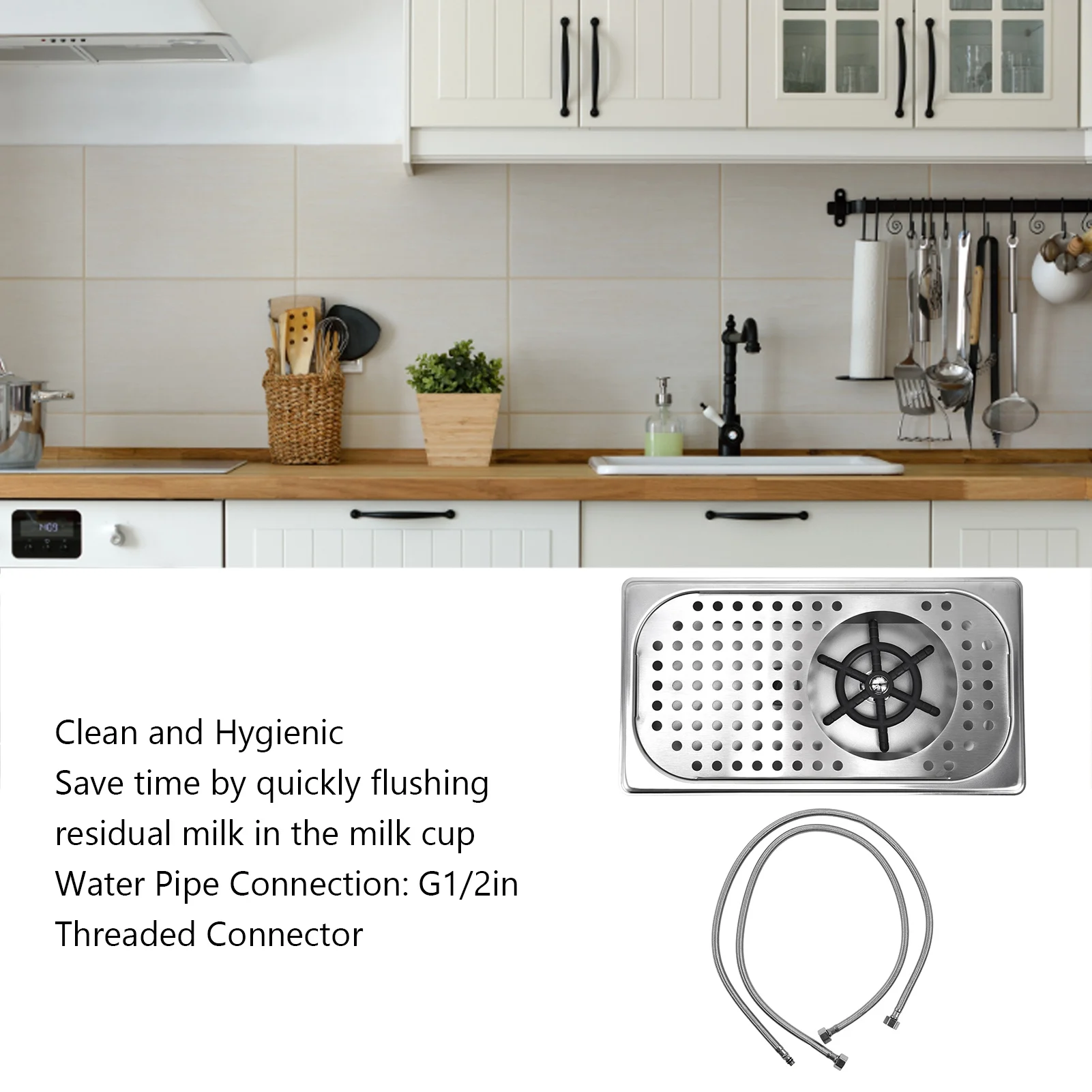 

Automatic Glass Pitcher Rinser Fast Flushing with G1/2 Stainless Steel Connection for Hotels Cafes Homes