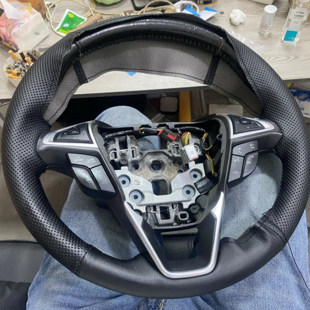 Hand Sewing Artificial Leather Steering Wheel Cover For Ford Mondeo Fusion S-Max 2013-2019 EDGE Galaxy 2015-2019 Car Accessories