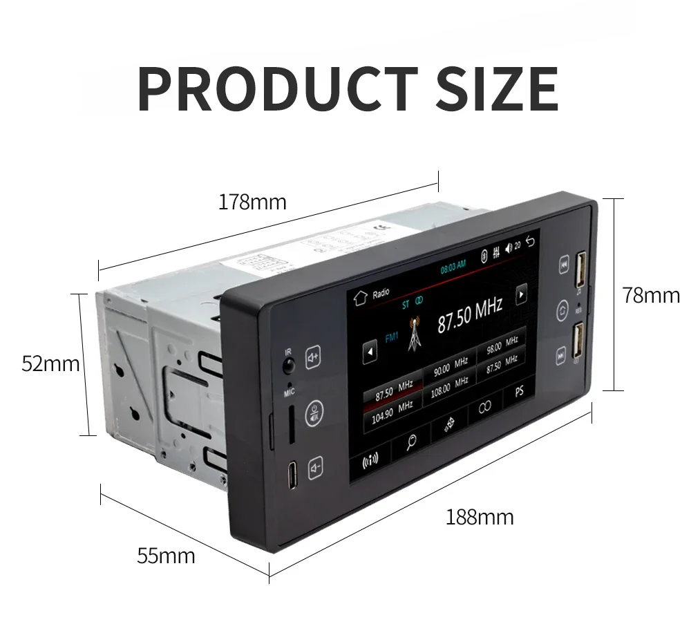 

Лучшее обновление 5-дюймовый IPS HD-экран Автомобильный Mp5-плеер RCA Audio FM BT 5.0 USB Воспроизведение TF Mirror Link 1Din Автомобильный стерео радио Универсальный