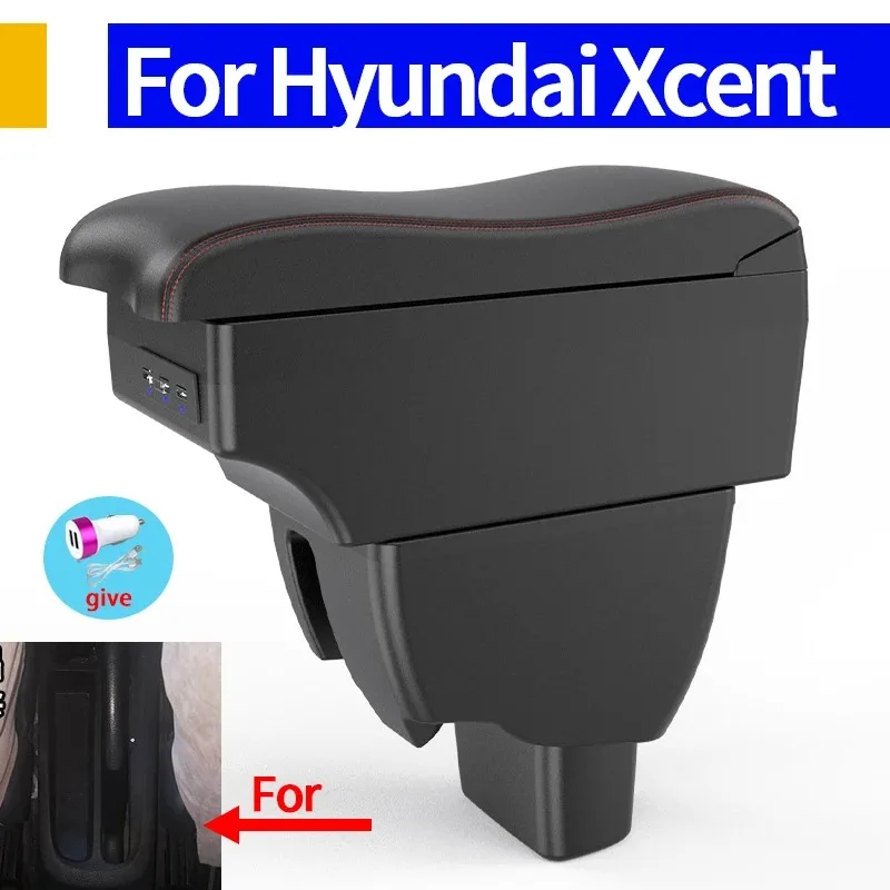 

For Hyundai Xcent Armrest Box Double Doors Open 3USB Interface Centre Console Storage Arm Elbow Rest Car Accessories