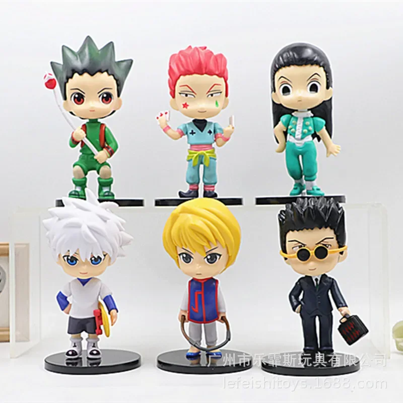 6 pçs/set Anime HUNTERxHUNTER Killua GON Q Versão postura de pé Figura de ação PVC Modelo Torcido Ovo Brinquedos Boneca Decoração de mesa Presente