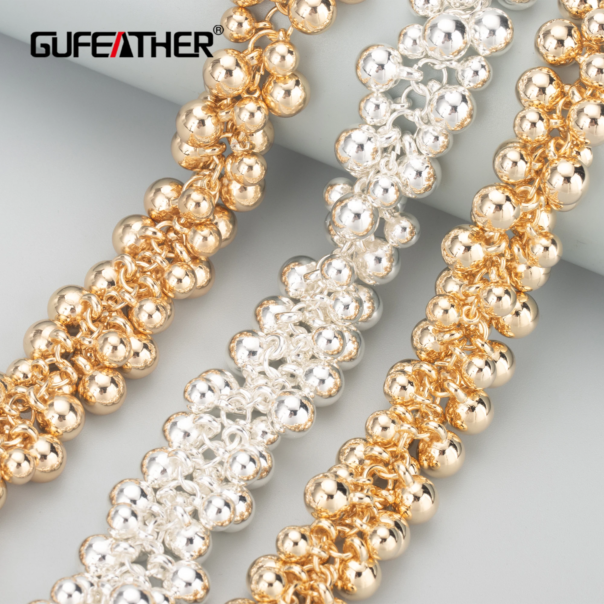GUFEATHER C173, łańcuszek na akcesoria, zasięg przejścia, bez niklu, pozłacane 18k, srebro, złoto kc, naszyjnik diy, tworzenie biżuterii, 50 cm/lot