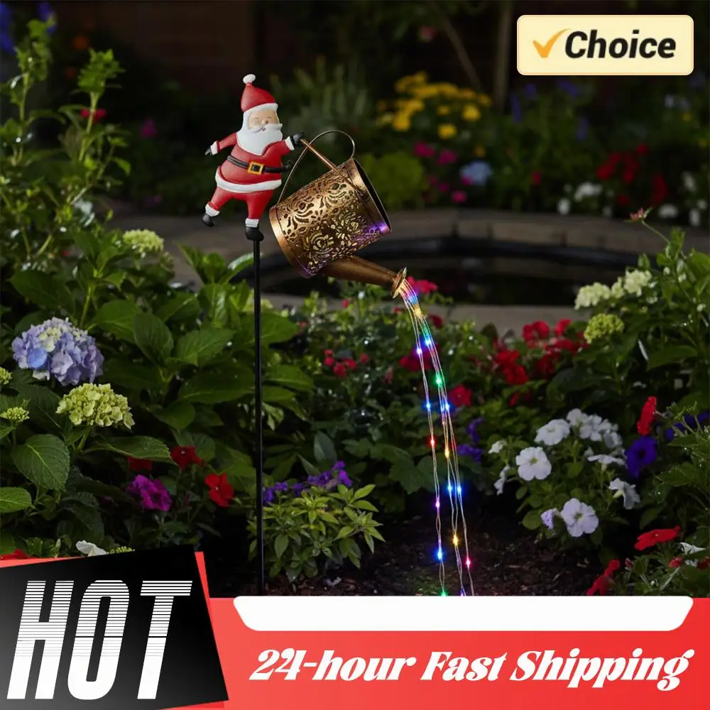 Weihnachten Santa Solar Wasserkocher Lichter Garten Rasen Hof Santa Claus Wasserkocher Boden Lampe Led Nachtlicht Outdoor Decor Gartenarbeit Geschenk