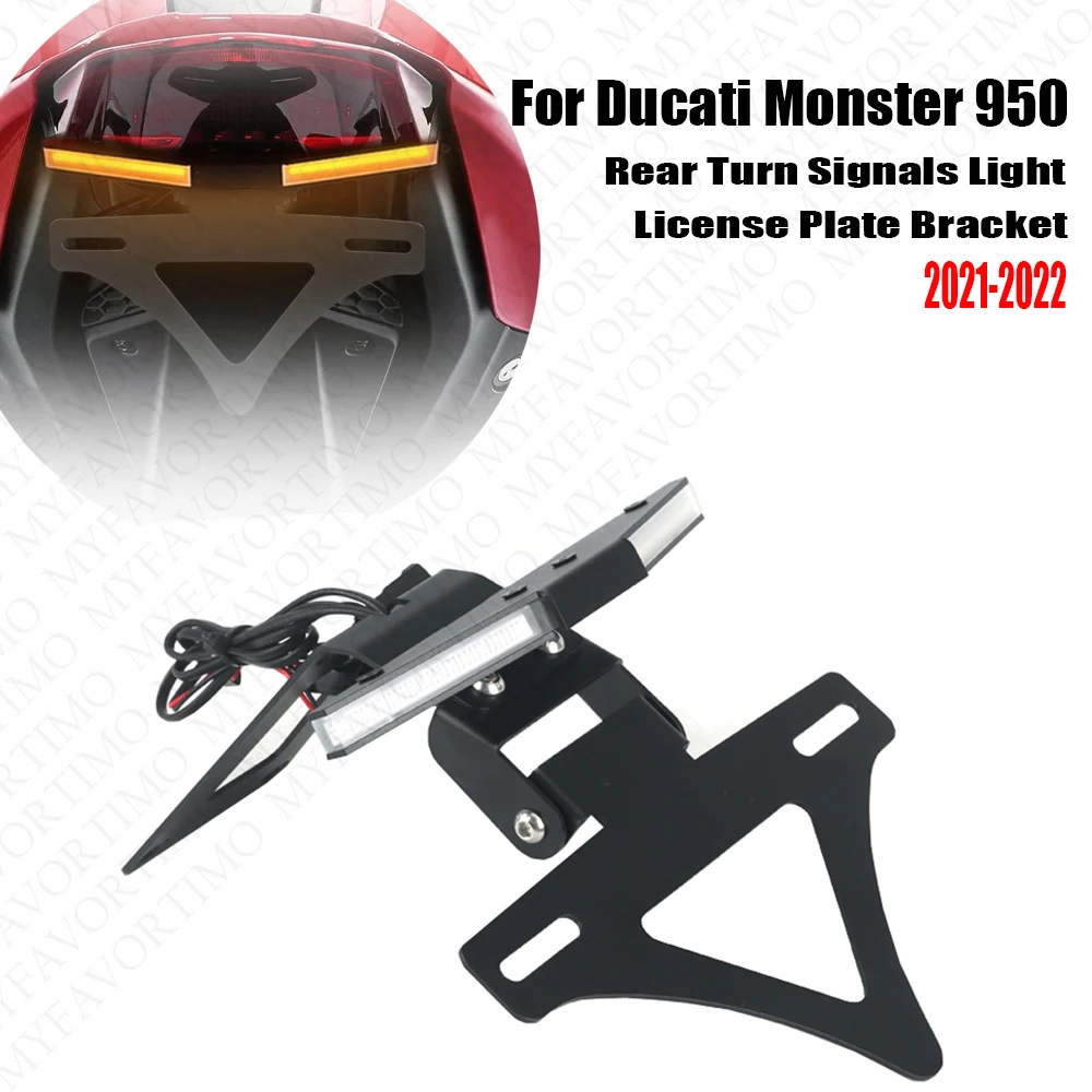 

For Ducati Monster 950 New Motorcycle LED Rear Turn Signals Light Short Tail Stock License Plate Holder Bracket 2021 2022