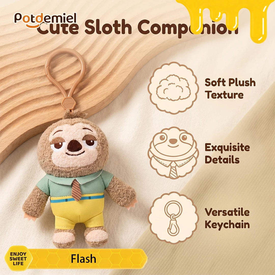 Potdemiel Disney Zootopia Flash Stuffed Keychain Figure Retro Cartoon Doll Bag Charm Backpack Pendant Holiday Gift Collectible view 2