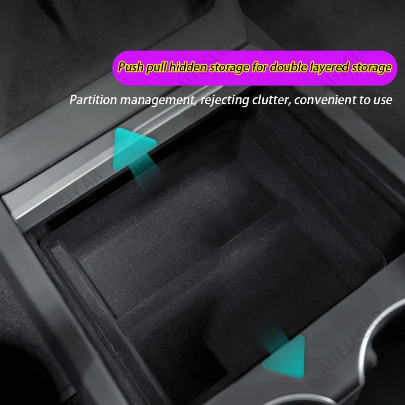 Central Control Storage Box for Tesla Model 3/Y+ Modely Juniper Center Console Organizer Tray Armrest Cubby Drawer Accessories