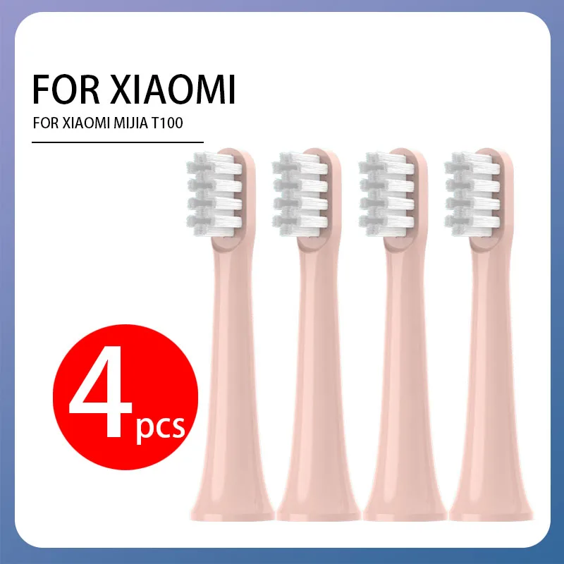 

4PCS For XIAOMI MIJIA T100 Replacement Brush Heads Sonic Electric Toothbrush Vacuum DuPont Soft Bristle Suitable Nozzles