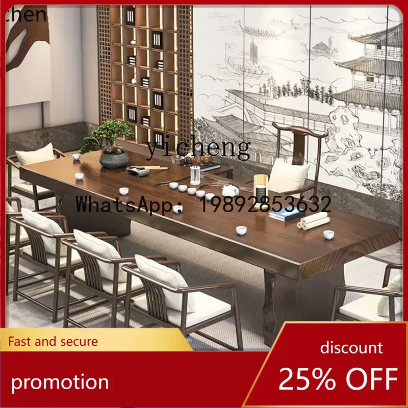 

Комплект для чаепития YFY: стол и стулья из массива дерева, новый китайский дзен-стол для чайной церемонии, интегрированный чайный набор.