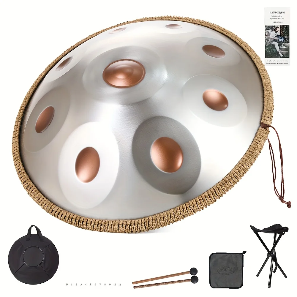 

432Hz 9 note handpan drum 18 inch double top design Kurdish D tune beginner tune stainless steel tongue drum handmade