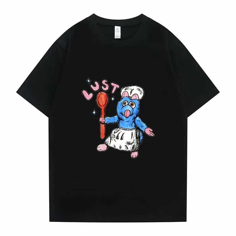 Funny Mouse Tees Men Women Cute T Shirt Ratatouille Graphic Print T-shirts Black Tshirt and Shirt Casual Clothing Short Sleeve