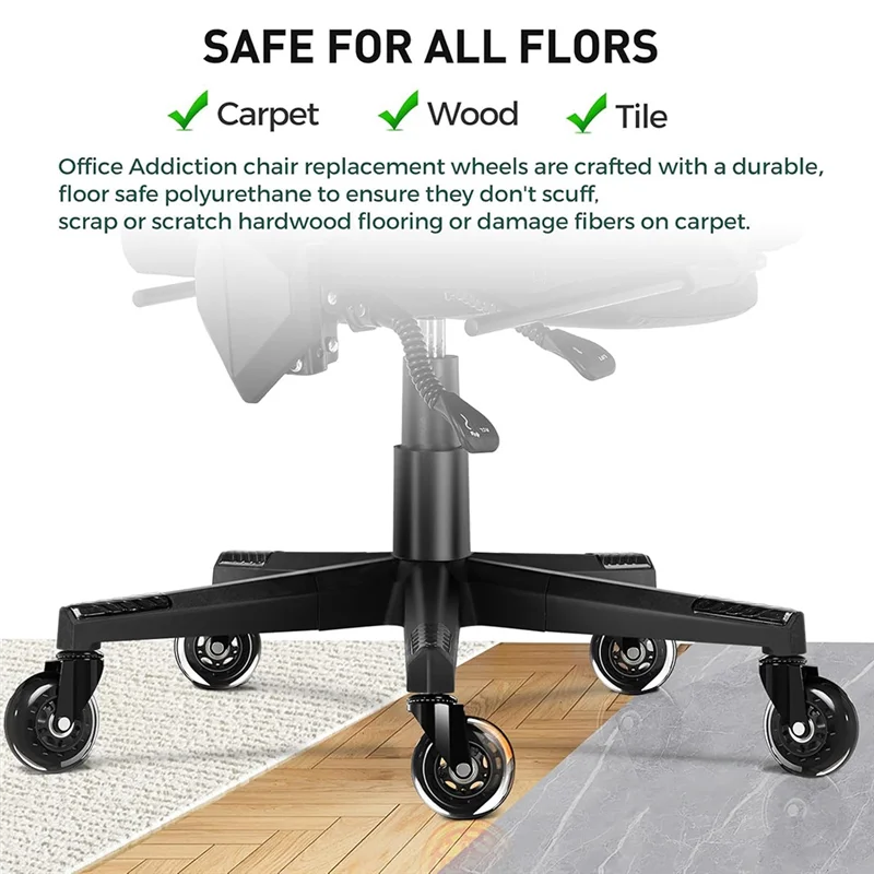

5 шт. колеса для офисного стула, модернизированные сверхмощные ролики для игровых стульев, 4,5-дюймовые гладкие и тихие резиновые колеса