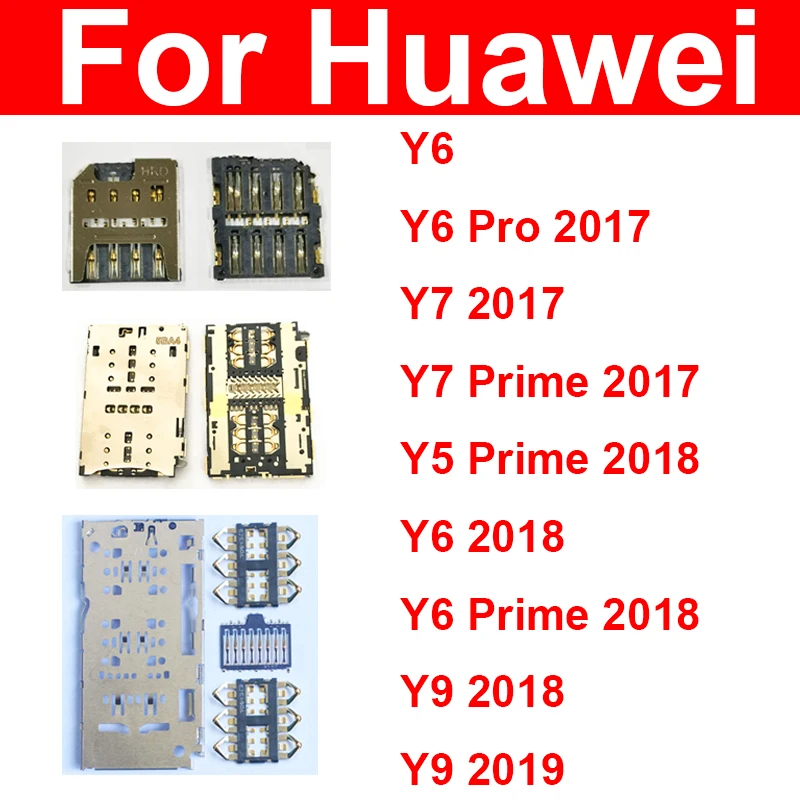 

Sim Card Adapter Holder For Huawei Y5 Y6 Y7 Y9 Prime Y6 Pro 2017 2018 2019 Memory Reader Card Socket Replacement Parts