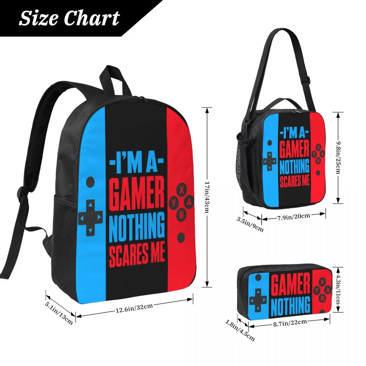 3Pcs Video Game Console Gamer School bags Set for Boy Girl Pencil Boxes Backpack Sets with Lunch Box For School Knapsack