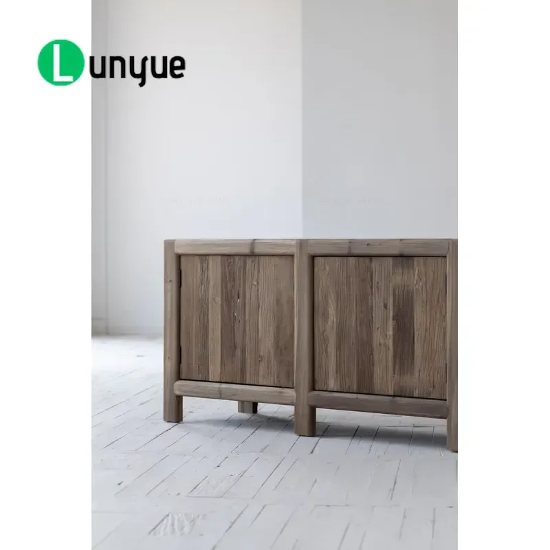 Classic Handmade Antique Rural Simple Recycled Pine Elm Solid Wood Sideboard for Living Room Dining Storage Furniture