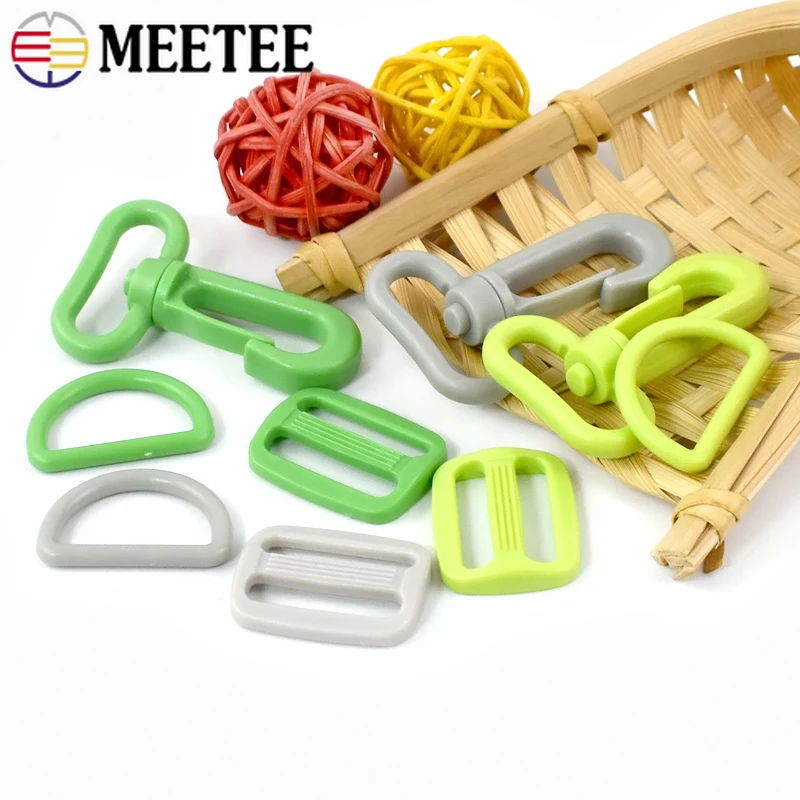 5Sets 20/25mm Meetee Plastic Buckle Lobster Clasp D Ring Tri-Glide Slider for Bag Strap Adjuster Hook Buckles DIY Accessories