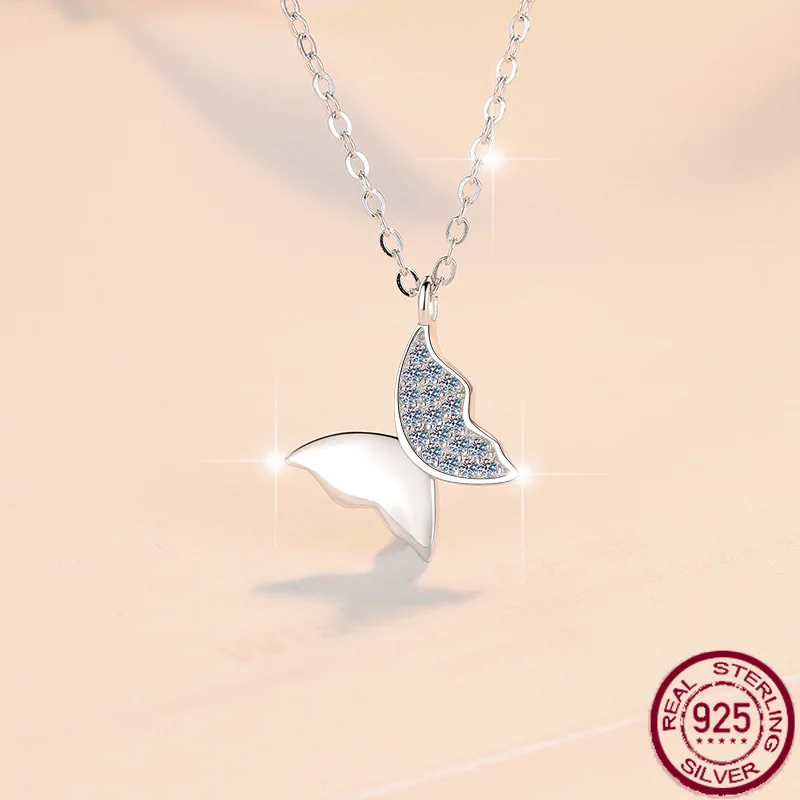 

New 925 Sterling Silver Necklace Fashionable and Versatile Butterfly Pendant GRA Jewelry Moissanite Necklace Wedding Jewelry