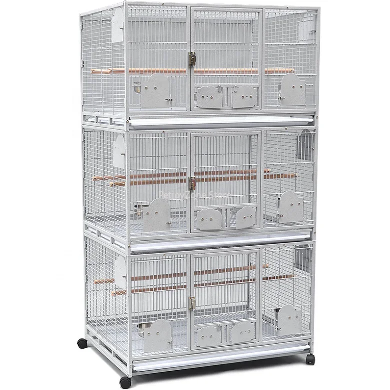 Wrought Iron Bird Cage With Rolling Stand For Parrots Conure Lovebird Cockatiel Pigeon Cages That Can Be Stacked