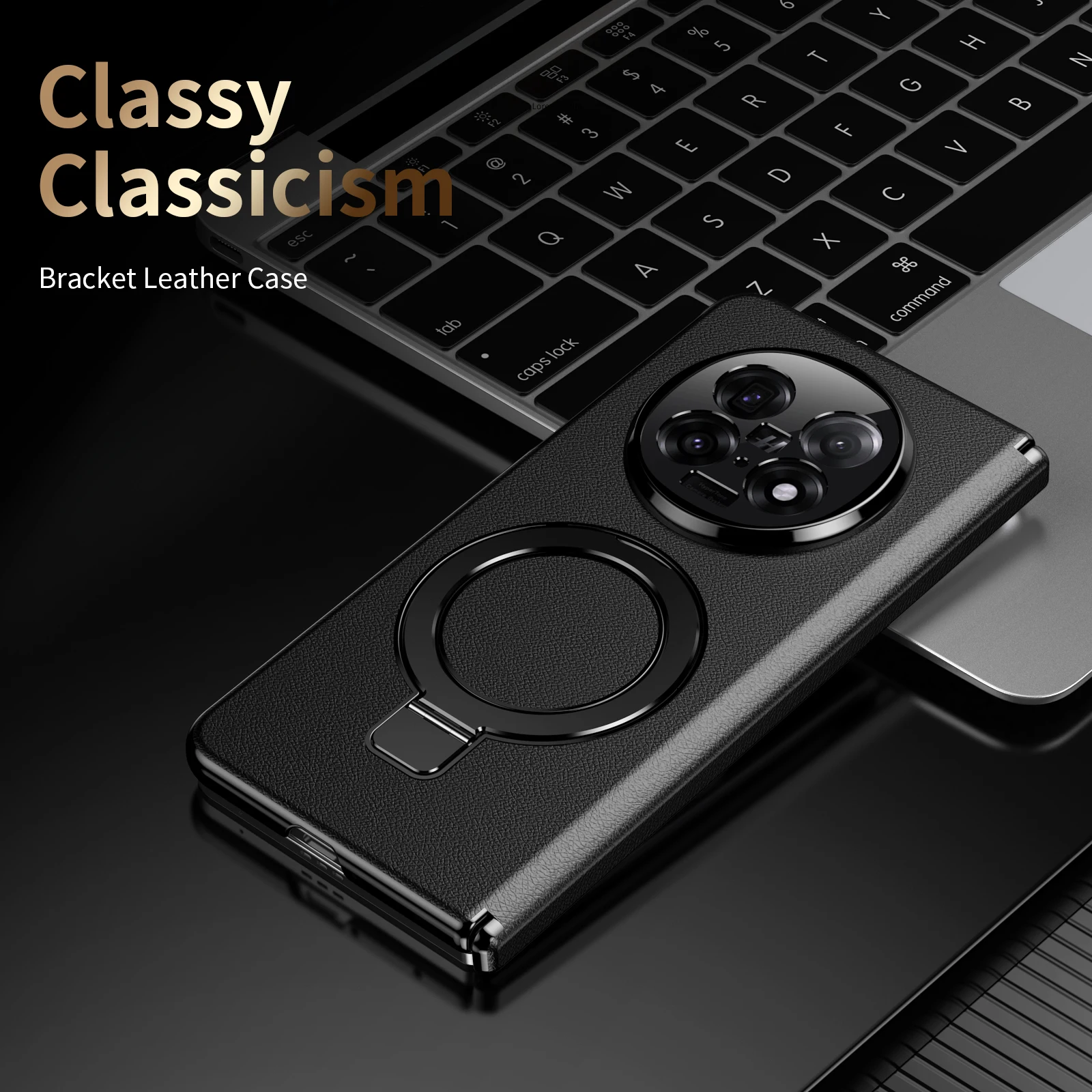 

Bracket Leather Phone Case For OPPO Find N5 Case Magnetic Anti-Drop Simple Funda Shell Hinge Protection Only Back Cove