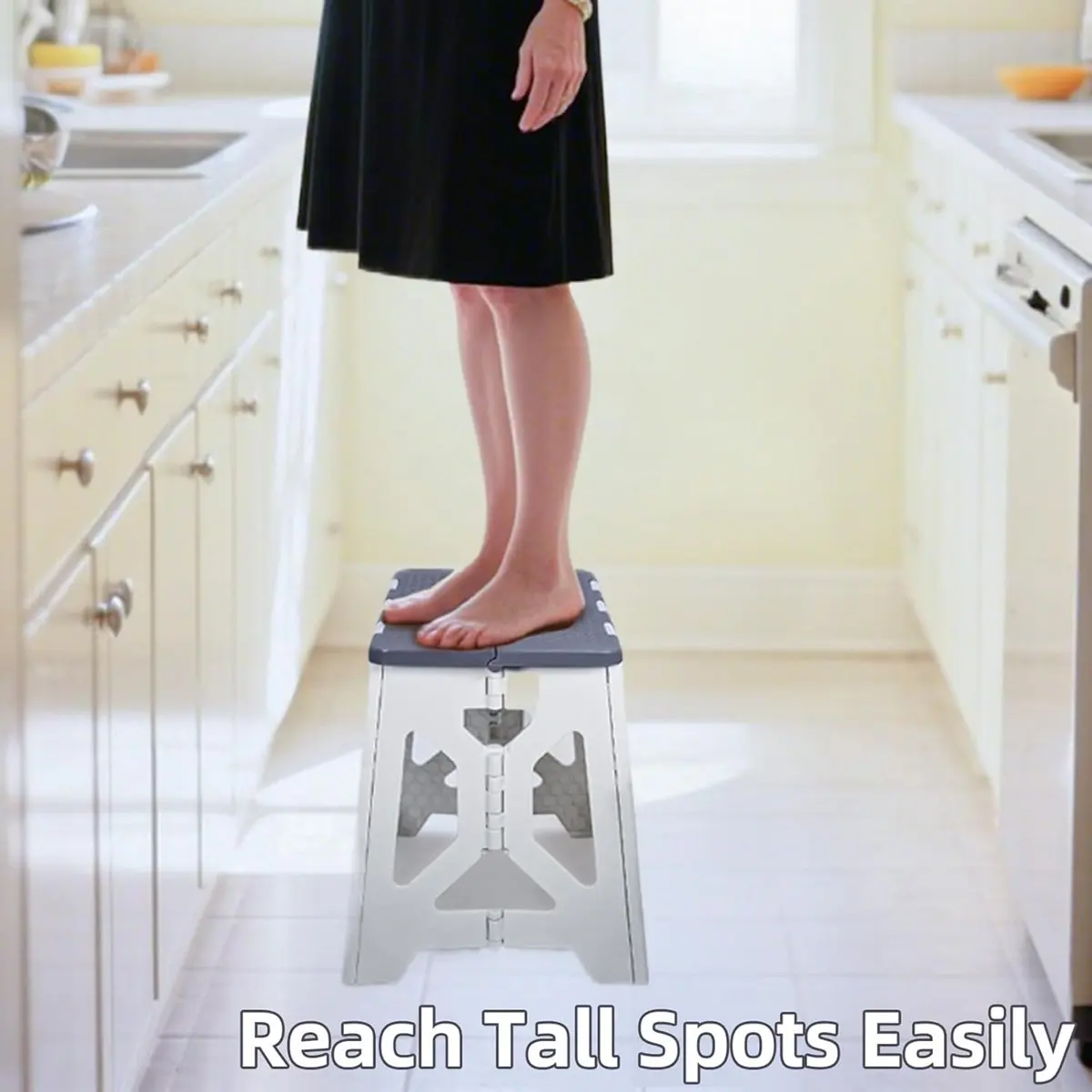 

Складной табурет-ступенька, высота 12,9 дюйма, прочный пластиковый складной табурет-ступенька до 300 фунтов, портативный маленький, компактный складной табурет