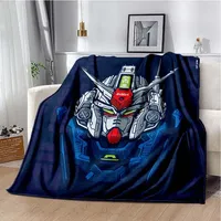 Bandai Gundam Cartoon Anime Throws Blanket Kids Super Soft Blankt for Travel Couch Sofa Picnic Bed Flannel Blanket Birthday Gift