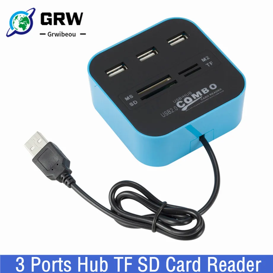 Hub USB Grwibeou 2.0 3 porty TF Micro SD Card Reader Slot USB Combo Multi All In One USB Splitter kable do laptopa Macbook