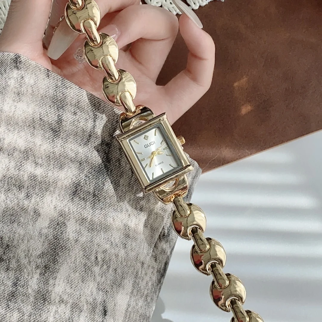 ساعات يد مربعة عصرية للسيدات بسيطة وأنيقة ساعة نسائية صغيرة سوار ذهبي ساعات كوارتز بنات montre فامLadin