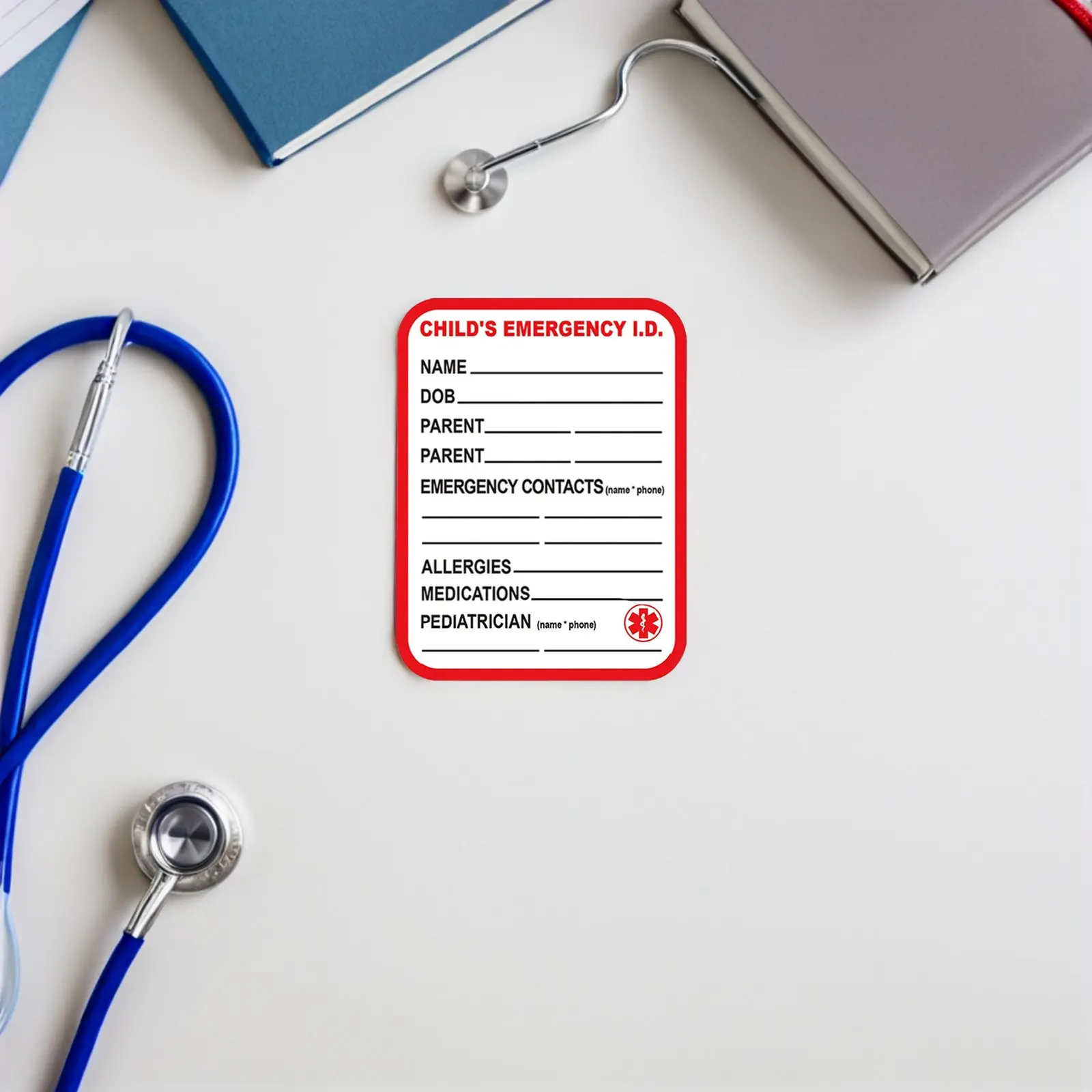 

50Pcs Medical Information Labels Bright Red Emergency Car Seat Tags Stick on Label for Allergy Medication Info