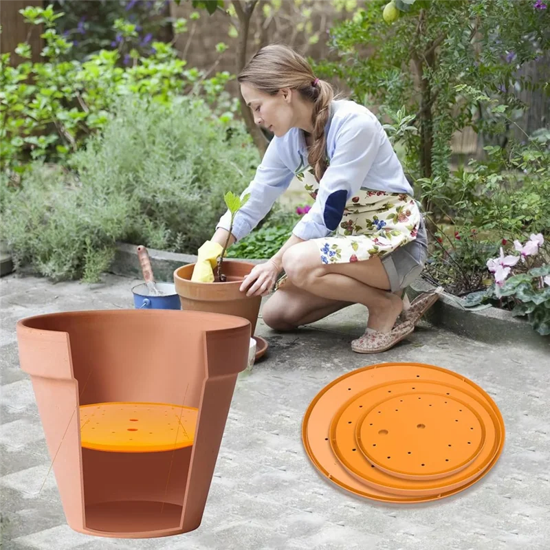 

BHTS-2-Pack Round Planter Insert 13" Orange Planter Insert Planter Accessories For Indoor Outdoor Use For Place Inside Planter