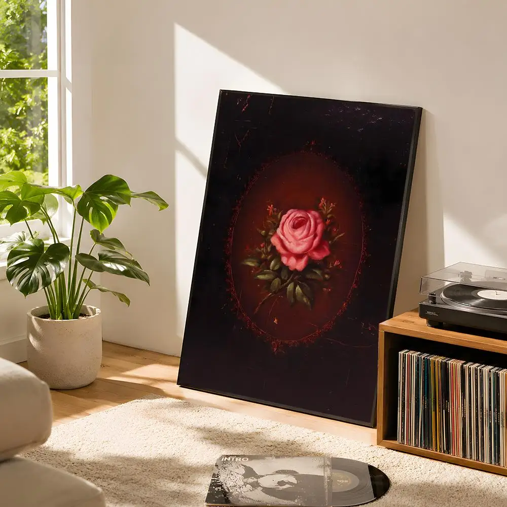 Moody Gothic Sleeping Bat Angel Daisy Flower Hourglass Goat Poster Self Adhesive Matte Wall Art Removable Home Room Decoration